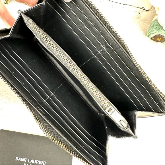 Saint Laurent Matte Black Leather Long Wallet - Picture 13 of 16